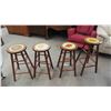 Image 1 : 4 Wooden Stools with Twisted Leg Design & Painted Top Inlay