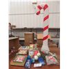 Image 1 : Boxed Vintage Christmas Ornaments + Loose & Candy Cane Blow Mold 40" Tall