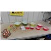 Image 1 : Pyrex Verde Green Casserole Set, Red Refrigerator Dishes + Bowls, Recipe Box &