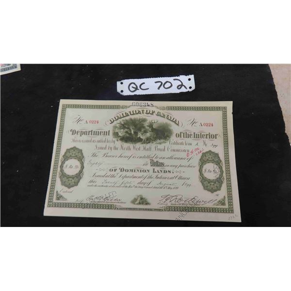 1899 Dominion of Canada Metis Land Script