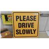 Image 1 : Please Drive Slow Metal Sign 24" x 24" 