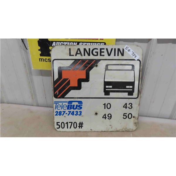 City Bus Route Sign Languin - Metal, 18  x 18 