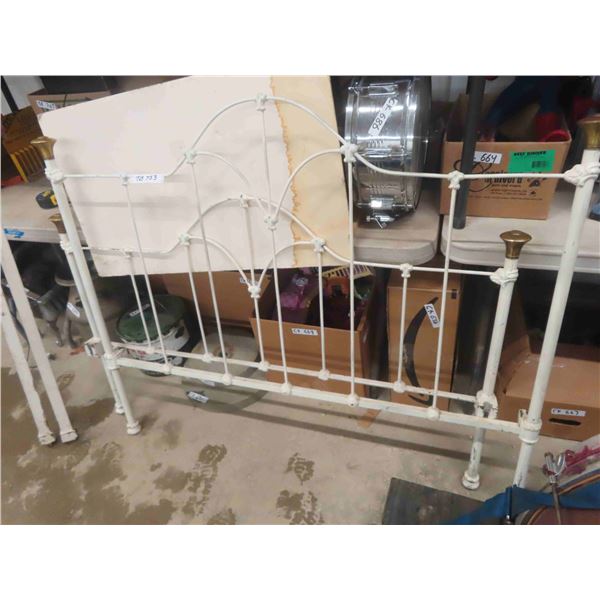 Vintage Wrought Iron with Brass Bed Posts  ; Headboard, Footboard & Rails