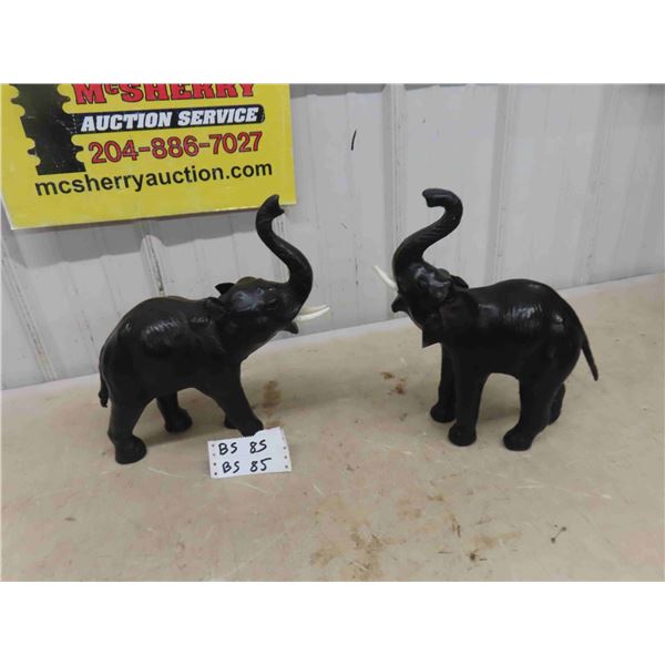 2 Leather Elephants 14  Tall