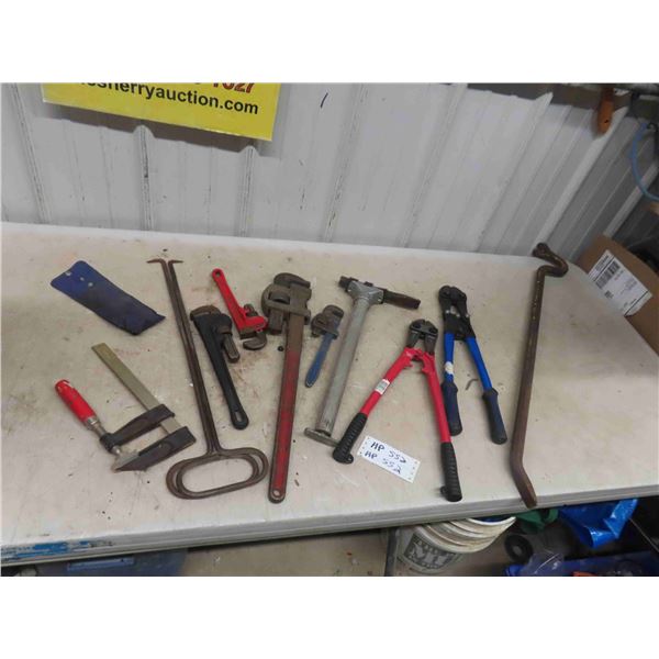 Bolt Cutter, Wrecking Bar, Pipe Wrench, Chisel, Clamp, plus more