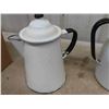 Image 2 : 4 Enamel Ware ; Pitcher, Kettles, Pan