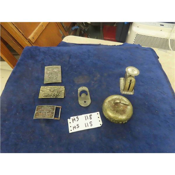 3 Belt Buckles ; Coke, Budweiser, Levis + Bottle Opener, Star Precision Scale, 