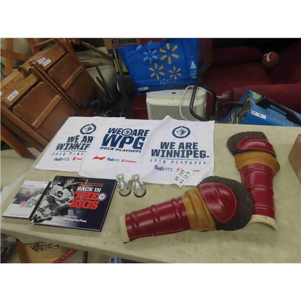 WPG Jets Books, Towel, Collectible Stanley Cup, Vintage Shin Pads