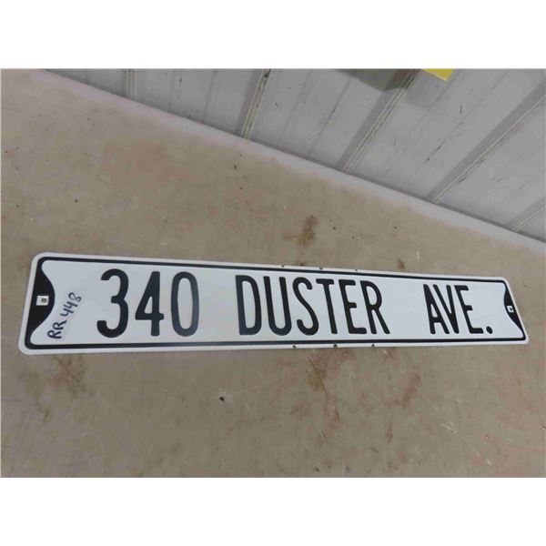 Metal Embossed Street Sign 340 Duster Ave 6