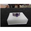 Image 2 : New 4.10ct Natural Amethyst on White Topaz Cocktail Ring with Silver Band - 4.74 gr