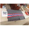 Image 1 : Wool Blanket 54"x 80"  Grey with Red, White + Blue Stripe