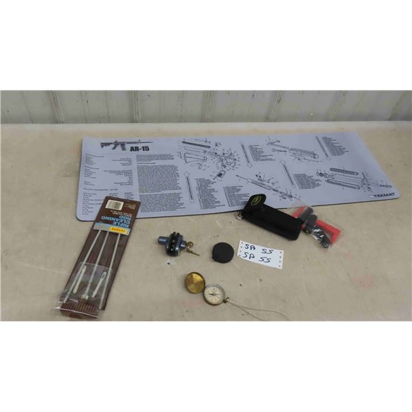 AR 15 Foam Gun Mat, Rifle Cleaning Rod, Trigger Key Lock, 2 Compass, Knife Holster,