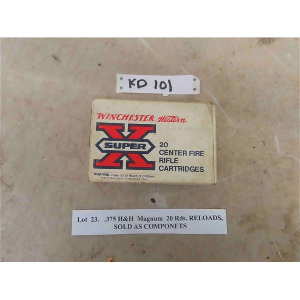 20 Rounds .375 H&H Magnum Reloads , Sold as Components ** Use