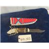 Image 1 : Buffalo Jawbone Handled Knife with Beaded Scabber 7''