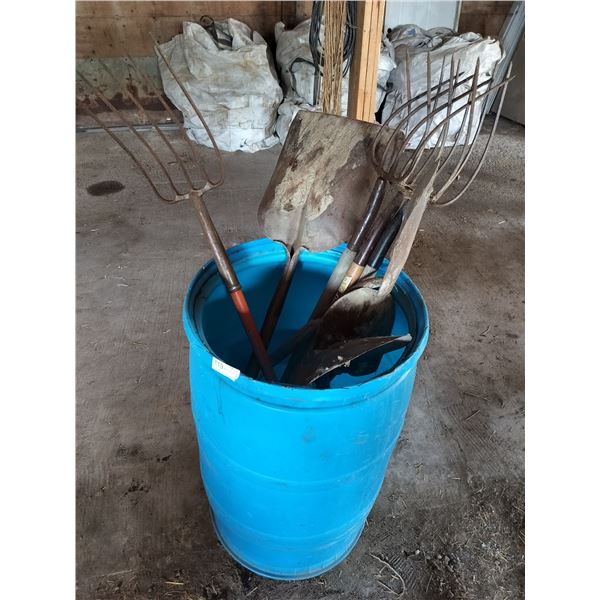 Barrel of Farm Tools