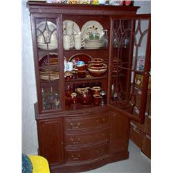 antique china cabinet, glass doors