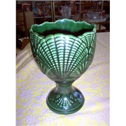 Planter, signed USA pottery green