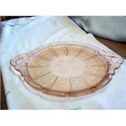 Cherry Blossom Platter, Pink Depression Glass