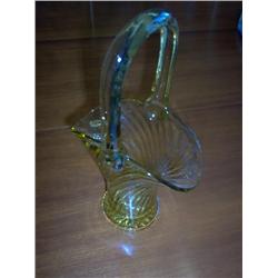 Rare Yellow Depression "Twisted Optic" basket