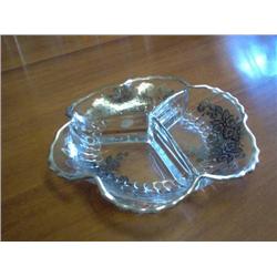 Divided dish w/silver overlay & trim