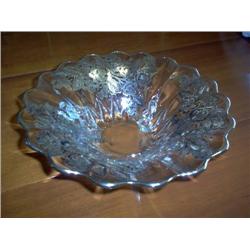 Footed bowl w/silver overlay & trim