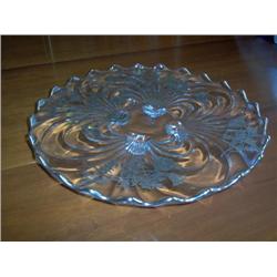 Footed platter w/silver overlay & trim