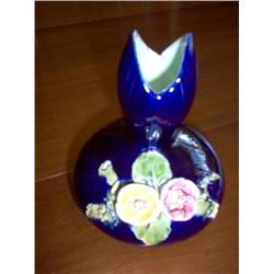 Majolica style vase cobalt color