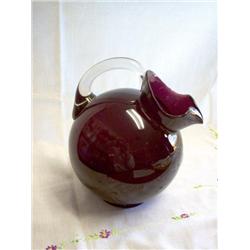 Elegant AMETHYST jug w/clear applied glass handle