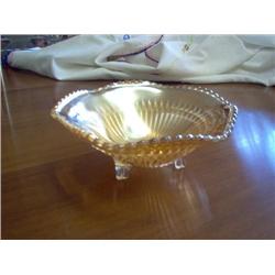 Luster Bowl, footed, Amber-Pink color