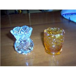 DAISY & BUTTON Toothpick holder and unsigned crystal toothpick holder