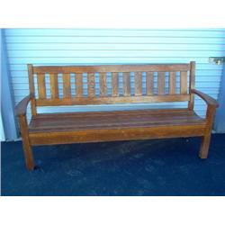 ANTIQUE SOLID OAK DEACON'S BENCH