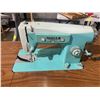 Image 2 : White sewing machine in cabinet with stool