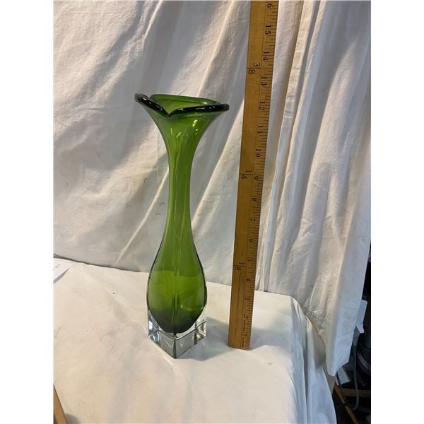 Green glass vase