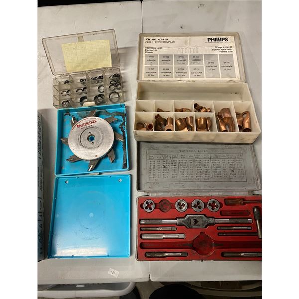 Copper lugs, tap and die set o rings etc