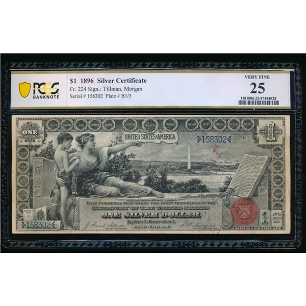 1896 $1 Educational Silver Certificate PCGS 25