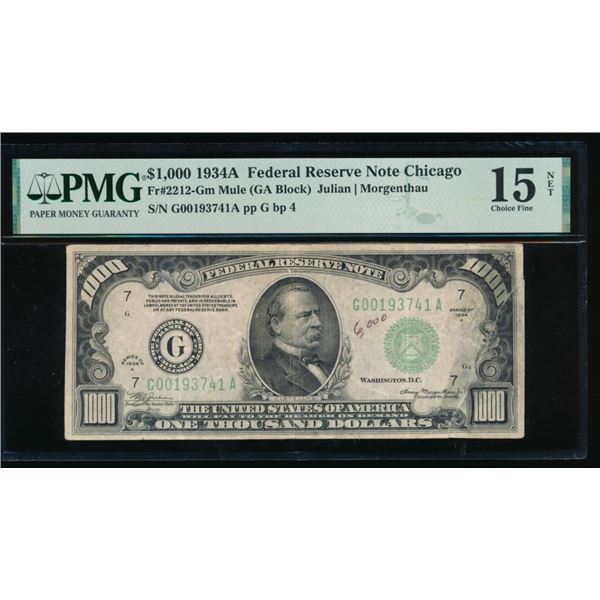 1934A $1000 Chicago FRN PMG 15NET