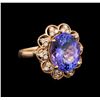 Image 1 : 14KT Rose Gold 8.58 ctw Tanzanite and Diamond Ring