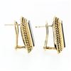 Image 2 : Vintage 14K Yellow Gold Octagonal Bloodstone Twisted Wire Frame Button Earring