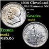Image 1 : 1936 Cleveland Old Commem Half Dollar 50c Grades GEM Unc