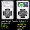 Image 1 : NGC 1965 Small Beads, Pointed 5 Canada Dollar $1 Graded ms65 pl By NGC