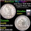 Image 1 : ***Auction Highlight*** 1838 Capped Bust Half Dollar Near TOP POP! 50c Graded ms65+ By SEGS (fc)