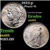 Image 1 : 1923-p Peace Dollar $1 Grades GEM Unc