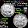 Image 1 : ***Auction Highlight*** 1893 Columbian Old Commem Half Dollar 50c Graded ms65+ BY SEGS (fc)