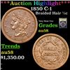 Image 1 : ***Auction Highlight*** 1850 Braided Hair Half Cent C-1 1/2c Graded Choice AU/BU Slider BY USCG (fc)