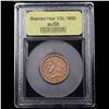 Image 4 : ***Auction Highlight*** 1850 Braided Hair Half Cent C-1 1/2c Graded Choice AU/BU Slider BY USCG (fc)