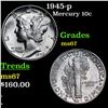 Image 1 : 1945-p Mercury Dime 10c Grades GEM++ Unc