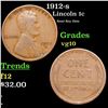 Image 1 : 1912-s Lincoln Cent 1c Grades vg+