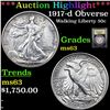 Image 1 : ***Auction Highlight*** 1917-d Obverse Walking Liberty Half Dollar 50c Graded Select Unc BY USCG (fc