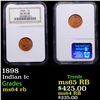 Image 1 : NGC 1898 Indian Cent 1c Graded ms64 rb By NGC