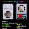 Image 1 : ***Auction Highlight*** NGC 1919-s Walking Liberty Half Dollar 50c Graded unc details By NGC (fc)